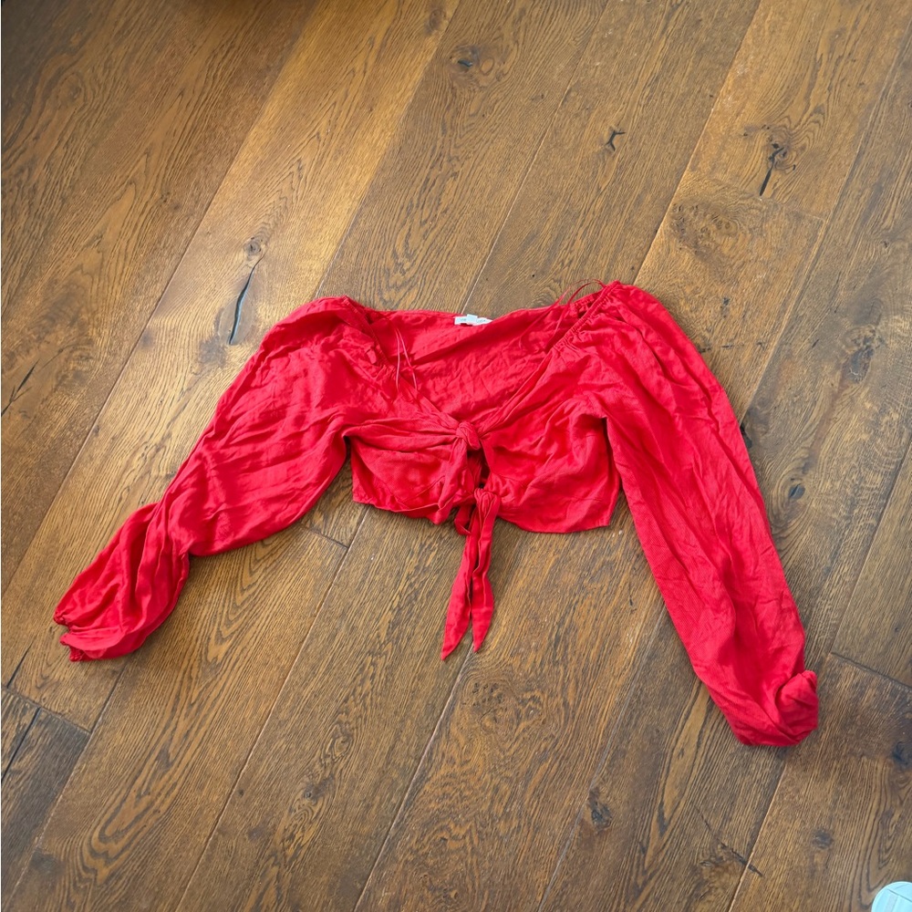 Vibrant Red Top with two front ties